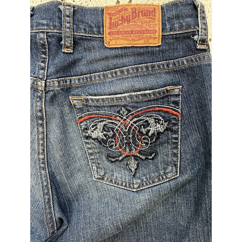 99% Cotton Lucky Brand Bootcut Jeans Womens 28 Cropped Stretch Lolita Fit Style - Picture 4 of 9